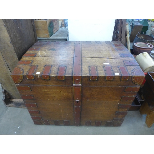 275 - A Victorian oak and metal bound silver chest