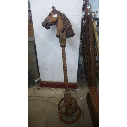 281 - A Victorian child's toy wooden hobby horse