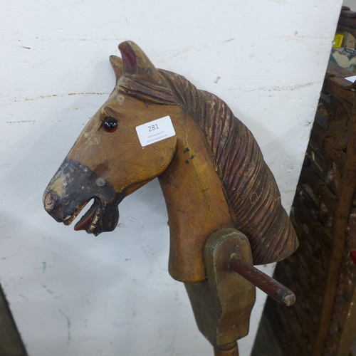 281 - A Victorian child's toy wooden hobby horse