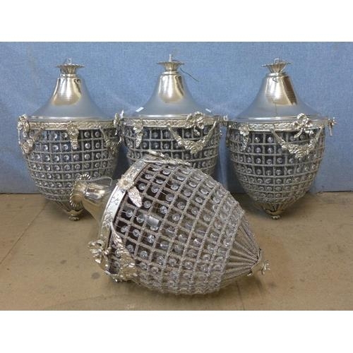 283 - A set of four French Empire style pear drop chandeliers