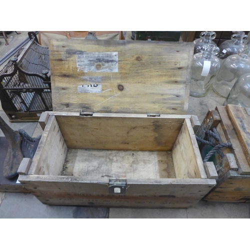 302 - Two pine ammunition crates