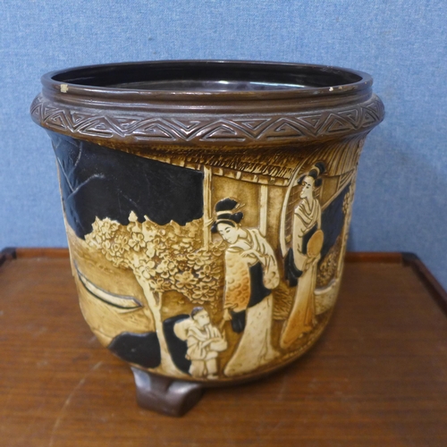 A Bretby pottery jardiniere, a/f