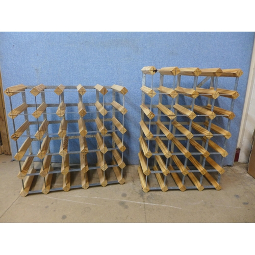 320 - Two pine and steel wine racks