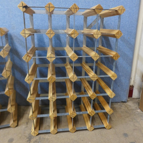 320 - Two pine and steel wine racks