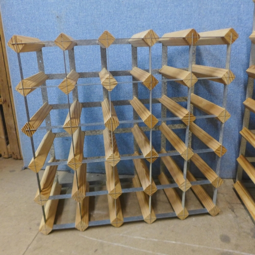 320 - Two pine and steel wine racks