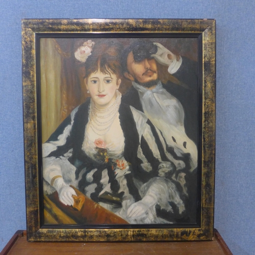 328 - Manner of Pierre-August Renoir, The Opera Box, oil on canvas, framed