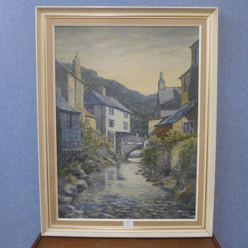 330 - * Burden, river landscape, oil on board, framed