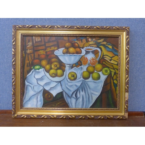 333 - French Post Impressionist School, still life of fruit, oi on canvas, framed