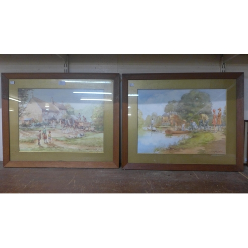 355 - Douglas E. West, pair of landscapes, watercolour, framed