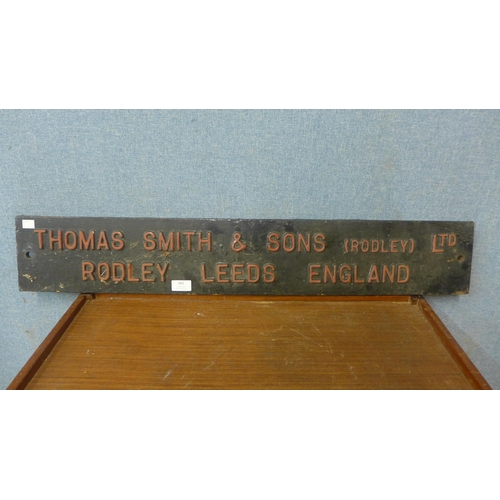 361 - A cast iron Thomas Smith & Sons sign