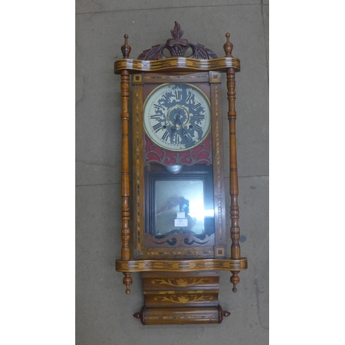 363 - A 19th Century American inlaid walnut wall clock