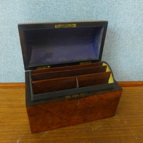 369 - A Victorian burr walnut domed top letter/stationery box