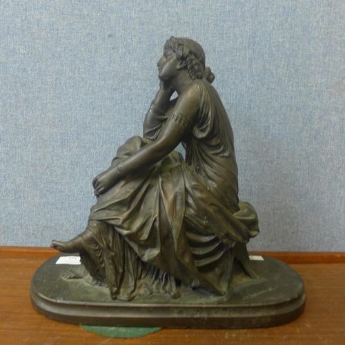 371 - A faux bronze figure of a classical lady, a/f