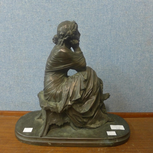 371 - A faux bronze figure of a classical lady, a/f