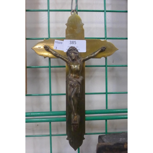 385 - A French brass crucifix