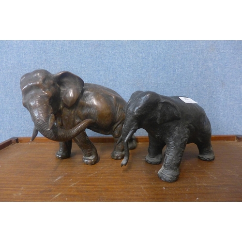 396 - Two bronze figures of elephants