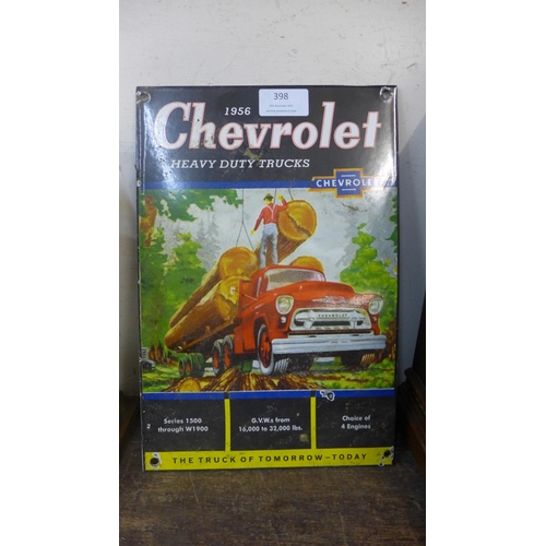 398 - An enamelled metal Chevrolet advertising sign