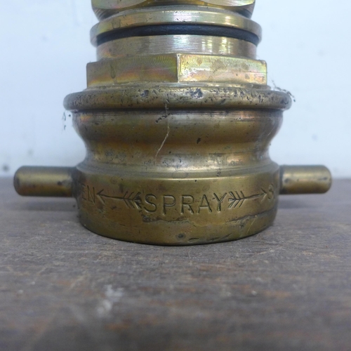 425 - A vintage brass fire hose nozzle