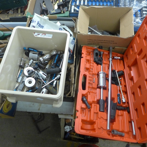 2101 - Two boxes and a case of assorted hand tools