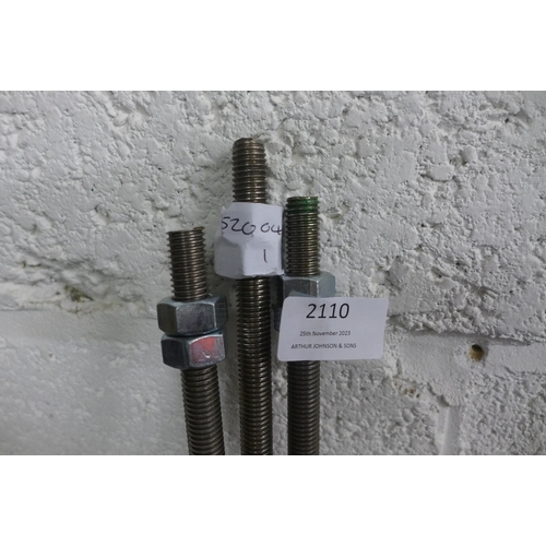 2110 - 3 Lengths of stainless steel, 12mm diameter, fully threaded