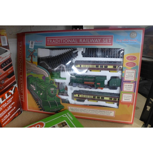 2132 - A Scalextric World Rally, Subbuteo and a traditional railway set