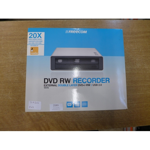 2161 - A Freecom external double layer DVD+/-RW USB 2.0 DVD re-writer recorder - boxed