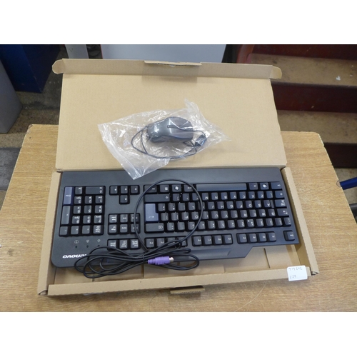 2166 - A boxed and unused Lenovo SK-8820 computer keyboard and an Acer mouse