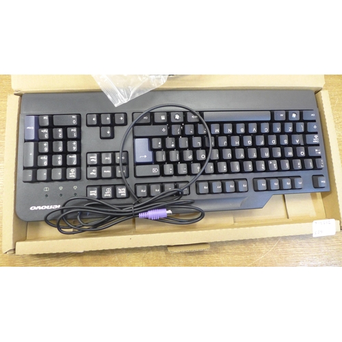 2166 - A boxed and unused Lenovo SK-8820 computer keyboard and an Acer mouse