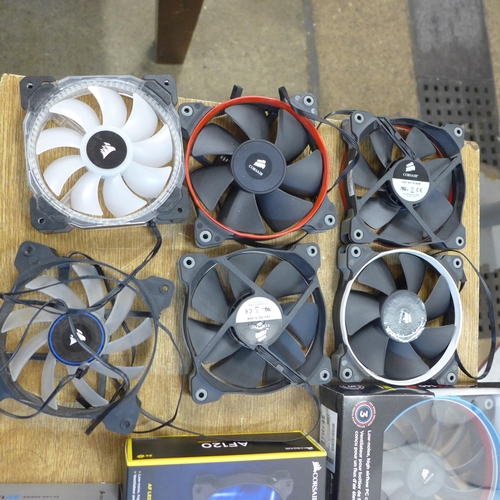 2170 - A quantity of desktop gaming computer fans, mainly Corsair including Corsair LED AF120, Corsair LED ... 