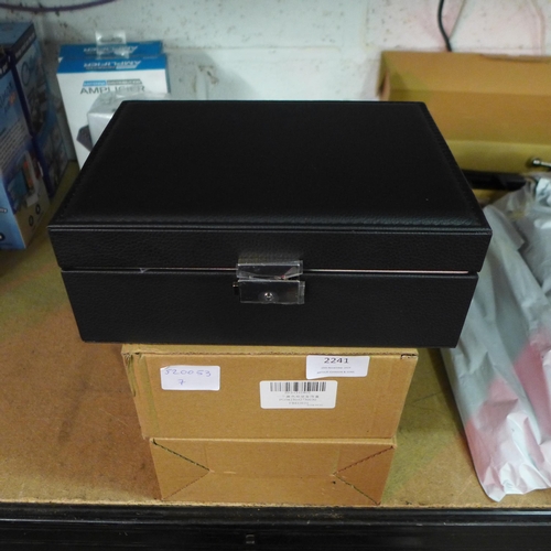 2241 - Two large padded jewellery cases in black - sealed