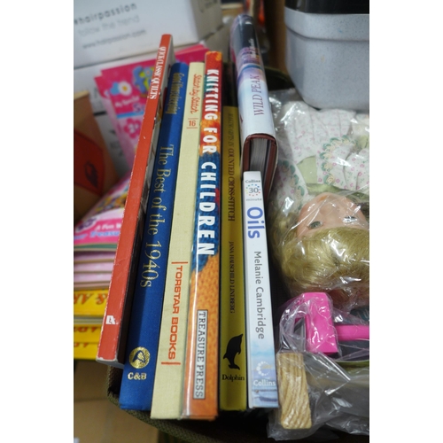 2496 - A job lot of household items including craft materials and books