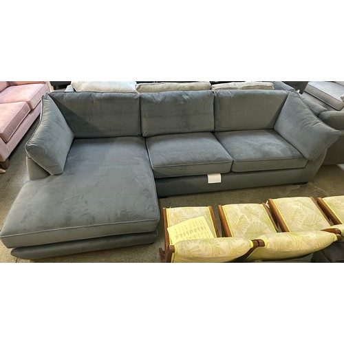 1522 - A Barker & Stonehouse steel blue velvet large L shaped sofa