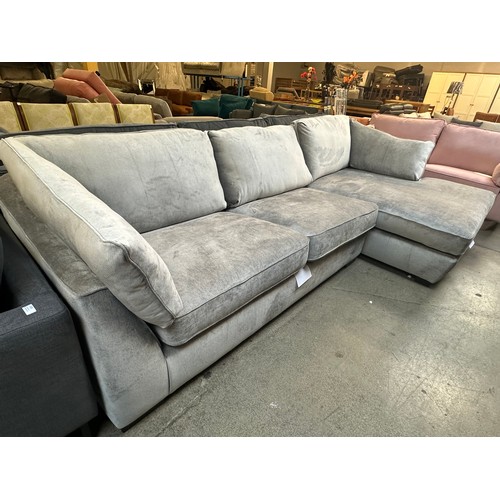 1523 - A Barker & Stonehouse pewter upholstered large L shaped sofa