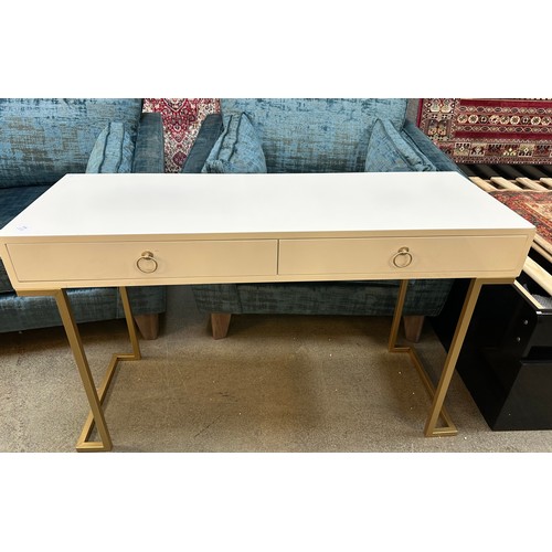 1526 - A two drawer console table with gold legs