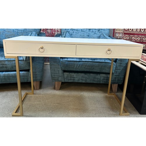 1526 - A two drawer console table with gold legs