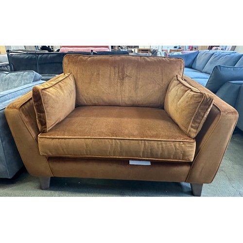 1531 - A Barker & Stonehouse ochre velvet love seat