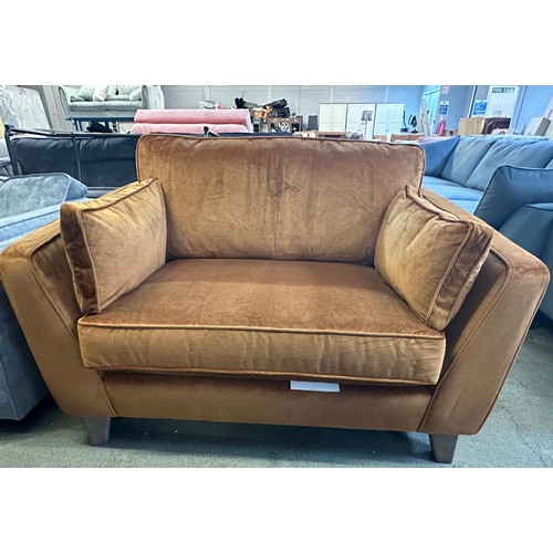 1531 - A Barker & Stonehouse ochre velvet love seat