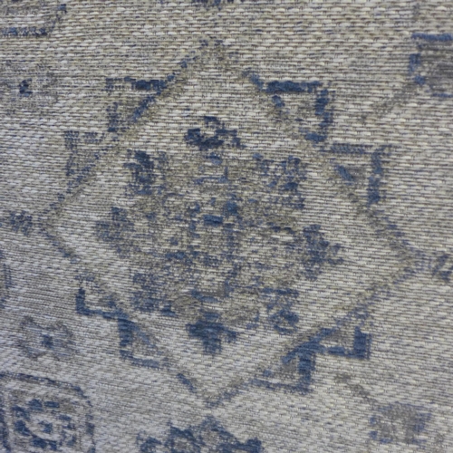 1511 - A grey and duck egg blue ground contemporary vintage look designer carpet, 300cm x 200cm