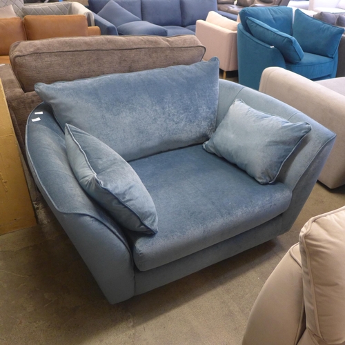 1535 - A Barker & Stonehouse aquamarine velvet love seat