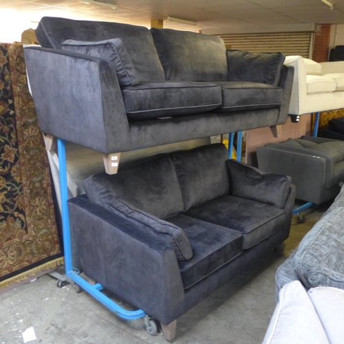 1548 - Barker & Stonehouse black velvet three and two seater sofas