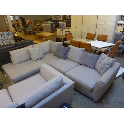 1593 - A grey hopsack corner sofa (marked)