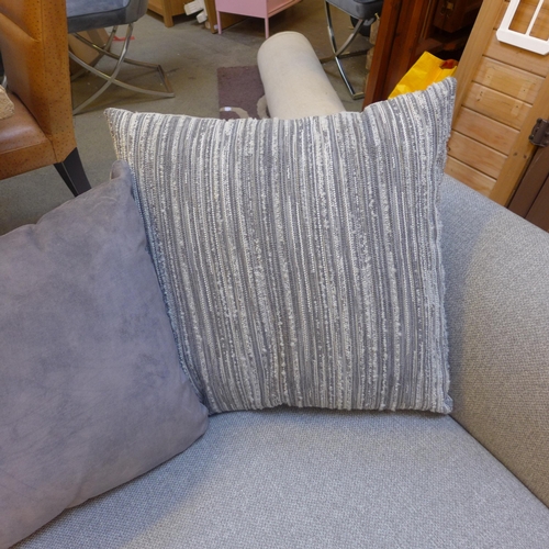 1593 - A grey hopsack corner sofa (marked)