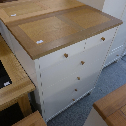 1629 - An oak and cream chest of six drawers * this lot is subject to VAT