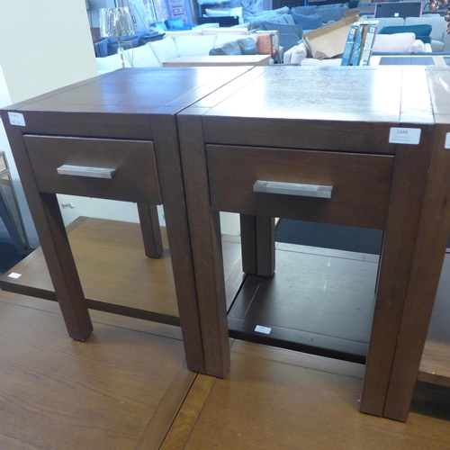 1644 - A pair of dark oak bedside tables * this lot is subject to VAT