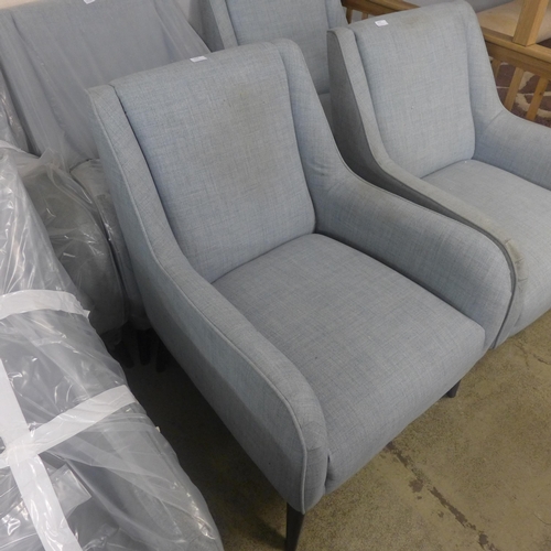 1608 - A blue upholstered small armchair * this lot is subject to VAT