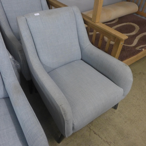 1610 - A blue upholstered small armchair * this lot is subject to VAT