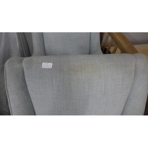 1610 - A blue upholstered small armchair * this lot is subject to VAT