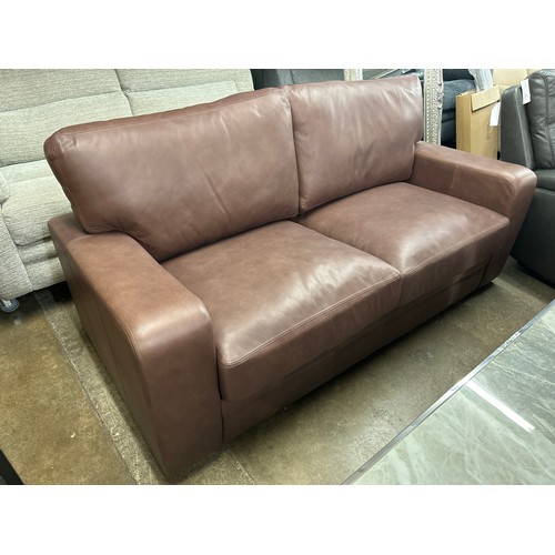 1476 - A Lawson dark mocha leather three seater sofa , RRP £2415* this lot is subject to VAT