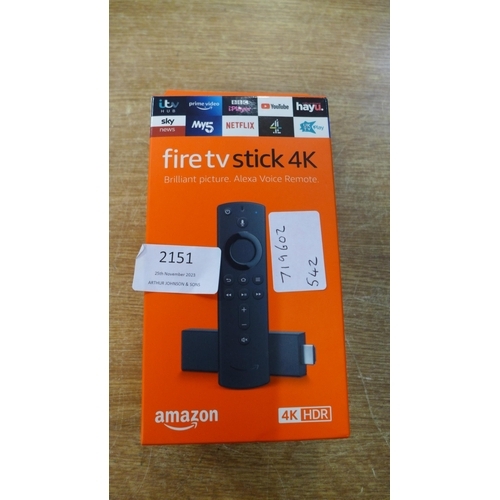 2151 - A boxed and complete Amazon 4K Fire TV Stick kit