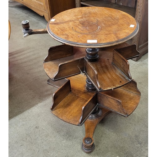 93 - A Victorian circular walnut revolving bookstand